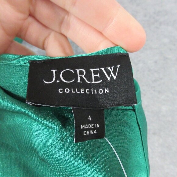 J.Crew Slip Maxi Dress Luster Crepe Elegant Collection 4 Festive Satin Green 280 - Picture 3 of 14